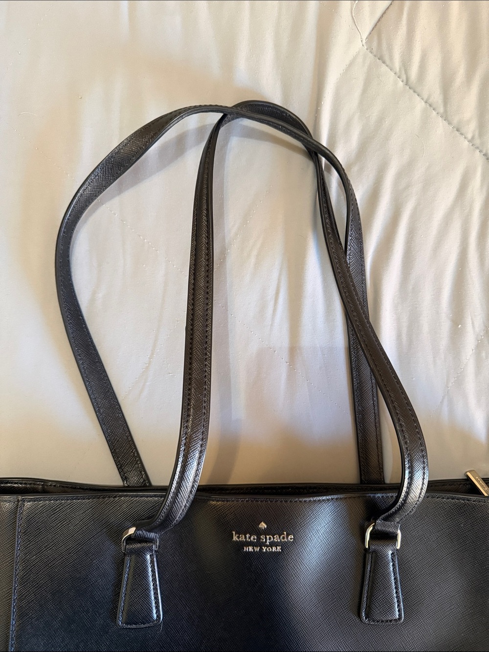 kate spade Perry Black Saffiano Leather Laptop Tote - Picture 8 of 10